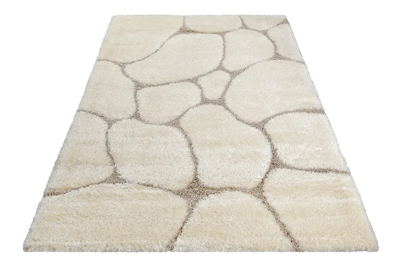 2 für 1 Aktion: Hochflor Teppich Creme Beige "Stoney" 80 x 150 cm