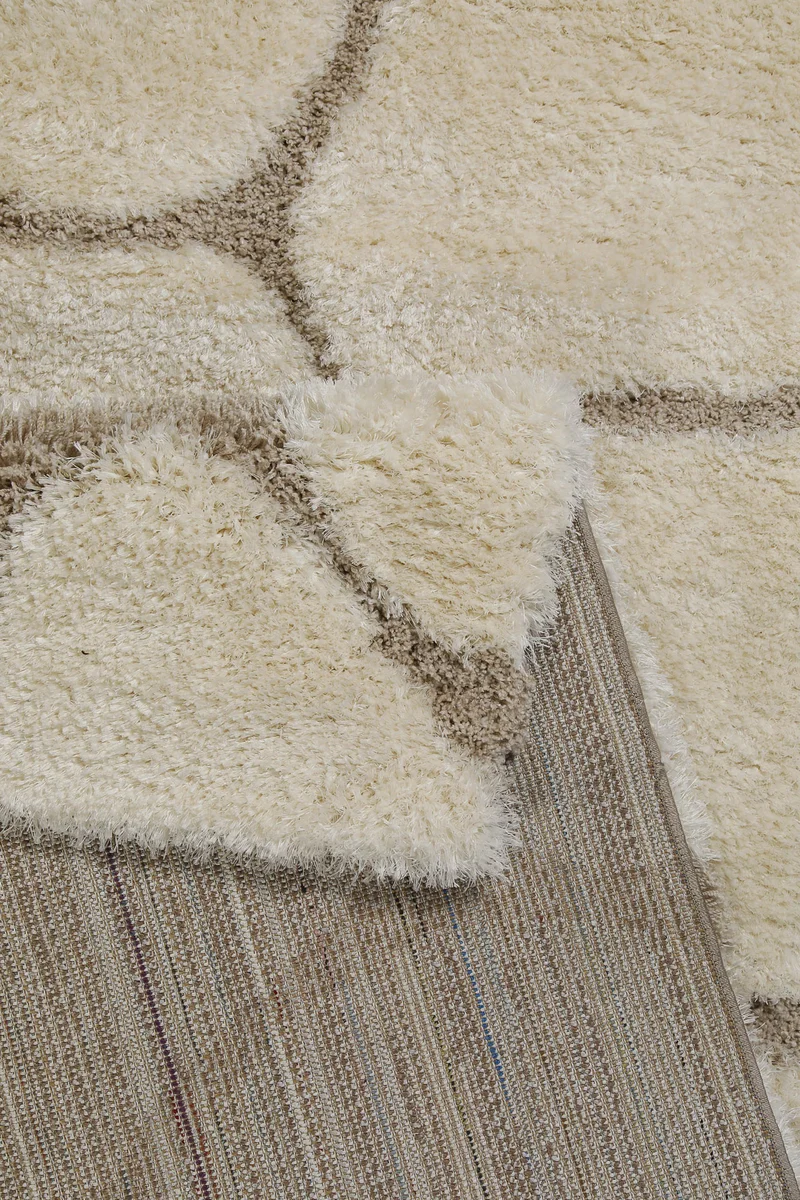 2 für 1 Aktion: Hochflor Teppich Creme Beige "Stoney" 80 x 150 cm