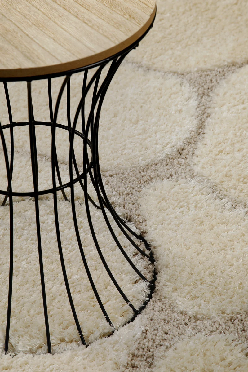 2 für 1 Aktion: Hochflor Teppich Creme Beige "Stoney" 80 x 150 cm
