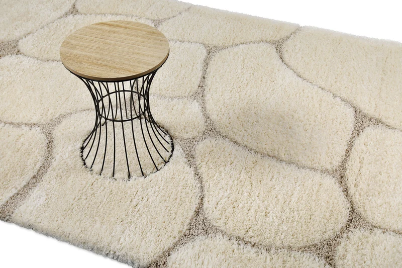 2 für 1 Aktion: Hochflor Teppich Creme Beige "Stoney" 80 x 150 cm