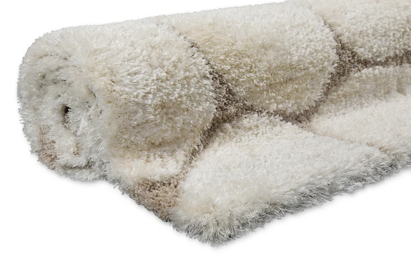 2 für 1 Aktion: Hochflor Teppich Creme Beige "Stoney" 80 x 150 cm