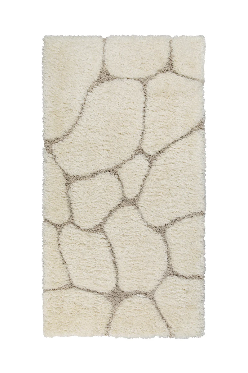 2 für 1 Aktion: Hochflor Teppich Creme Beige "Stoney" 80 x 150 cm