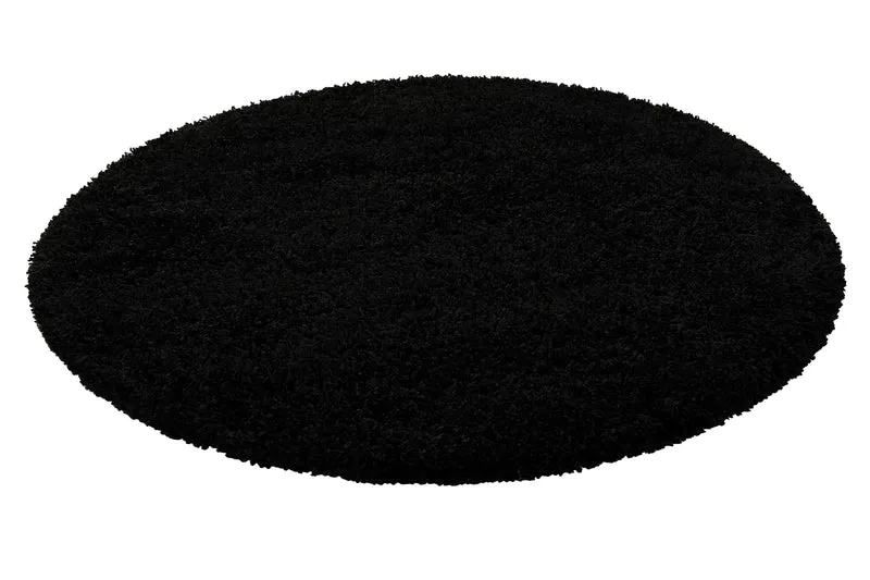 2 für 1 Aktion: Hochflor Teppich Rund Schwarz "Shaggy Plus" 200 cm