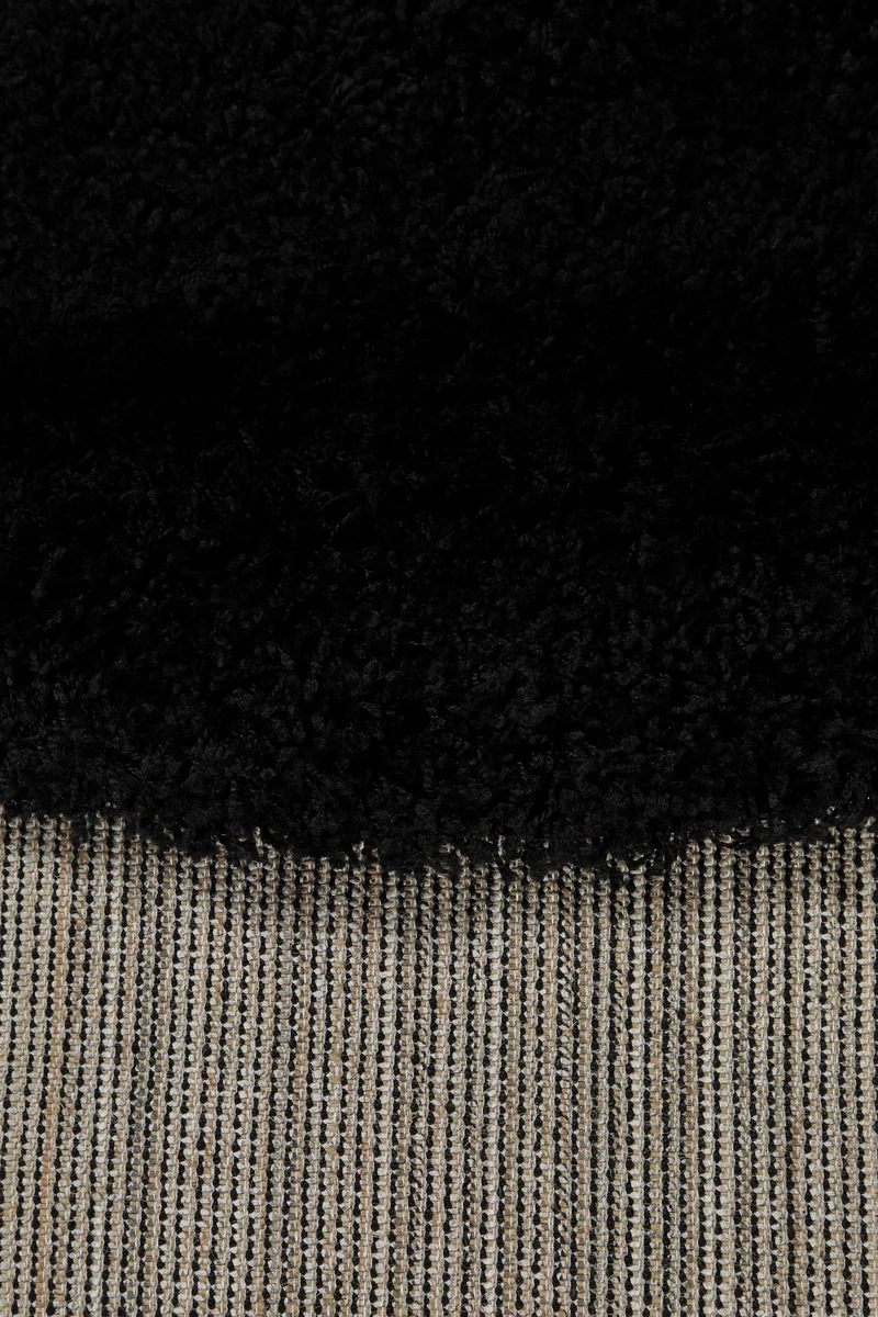 2 für 1 Aktion: Hochflor Teppich Rund Schwarz "Shaggy Plus" 200 cm