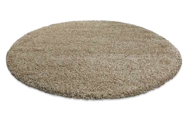 2 für 1 Aktion: Hochflor Teppich Rund Creme Beige "Shaggy Plus" 200 cm
