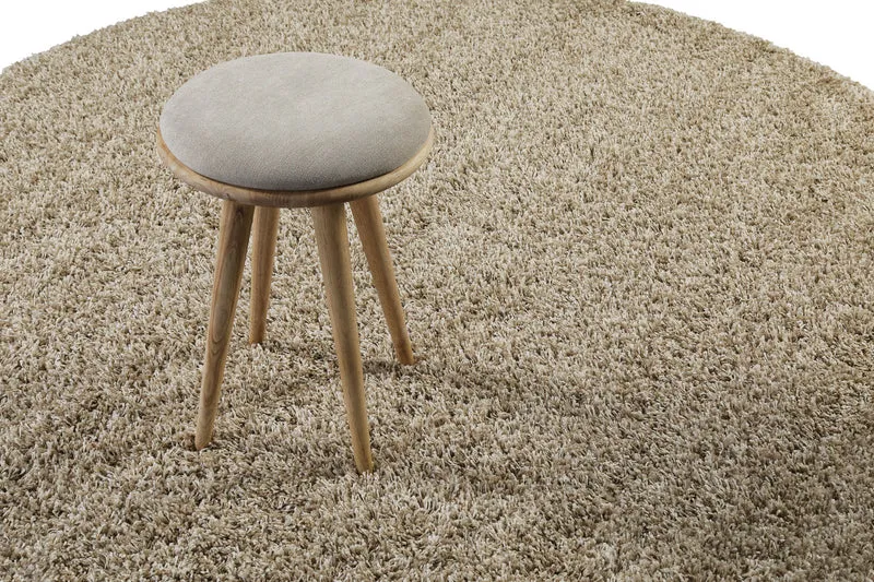 2 für 1 Aktion: Hochflor Teppich Rund Creme Beige "Shaggy Plus" 200 cm