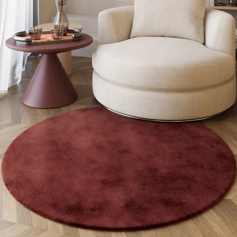 Esprit Teppich Rund Bordeaux Rot und sehr flauschig Hochflor "Alice"