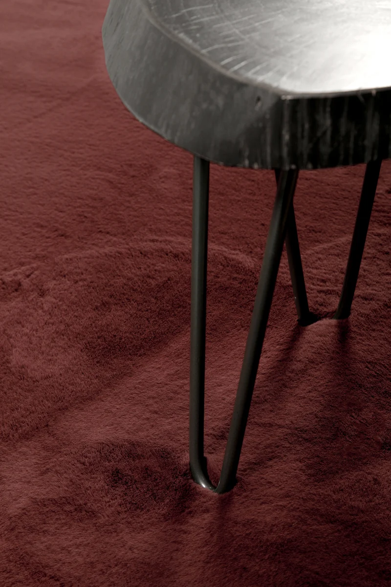 Esprit Teppich Rund Bordeaux Rot und sehr flauschig Hochflor "Alice"