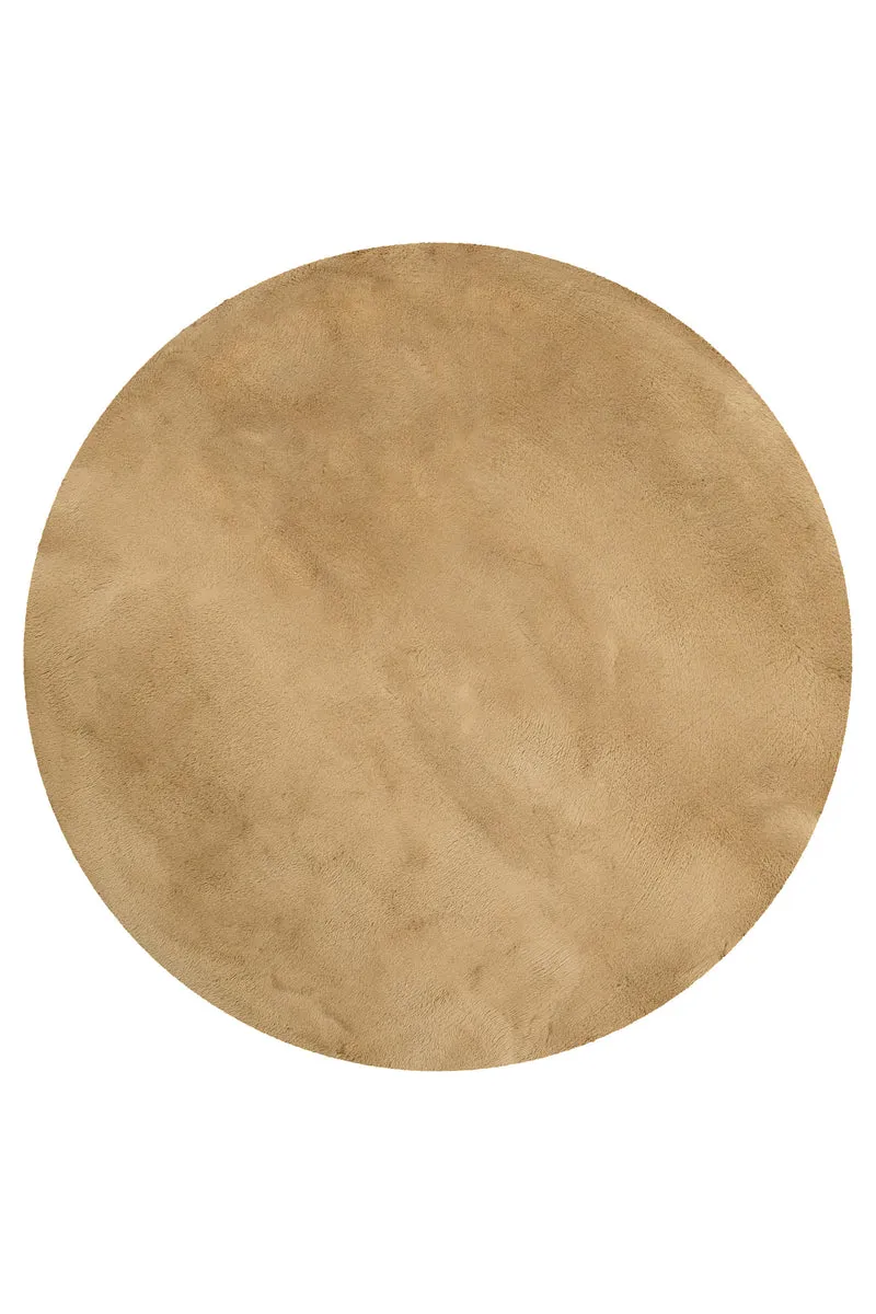 Esprit Teppich Rund Caramel Beige und sehr flauschig Hochflor "Alice"