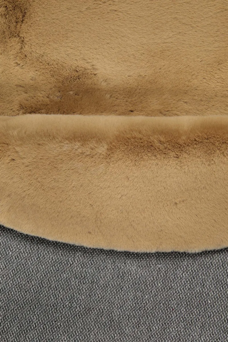 Esprit Teppich Rund Caramel Beige und sehr flauschig Hochflor "Alice"