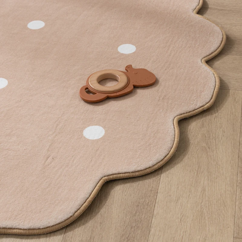 Teppich Kinderzimmer Rund - Cloudy Dots Beige