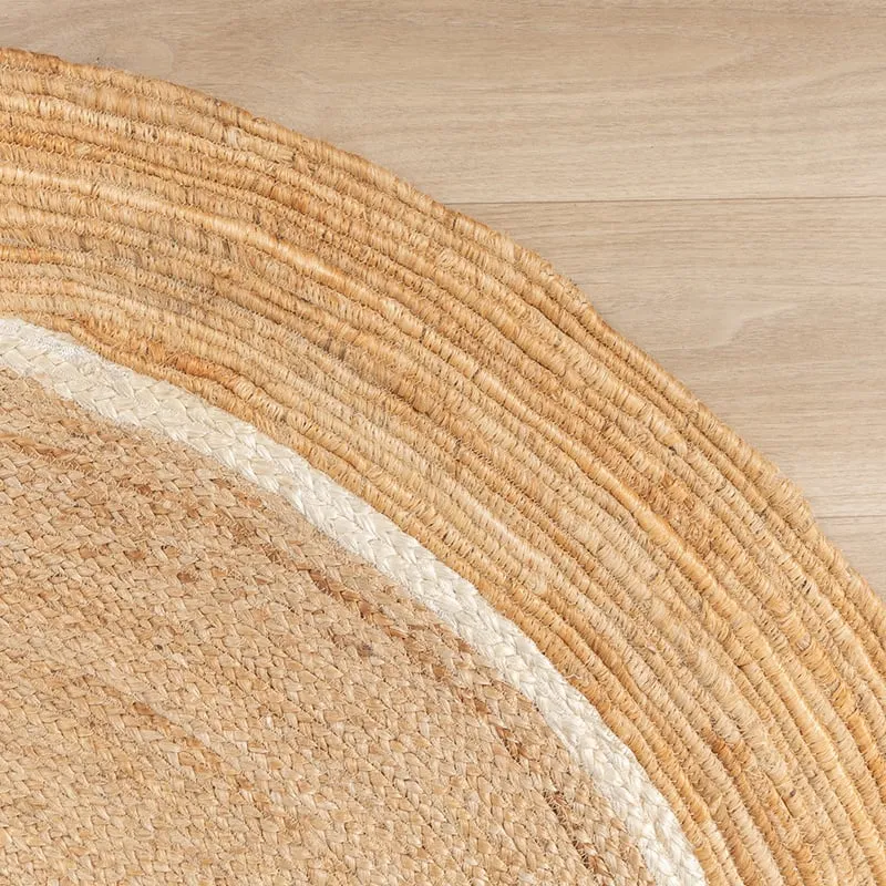 Jute Teppich Rund - Mirai Circle Weiss Natur