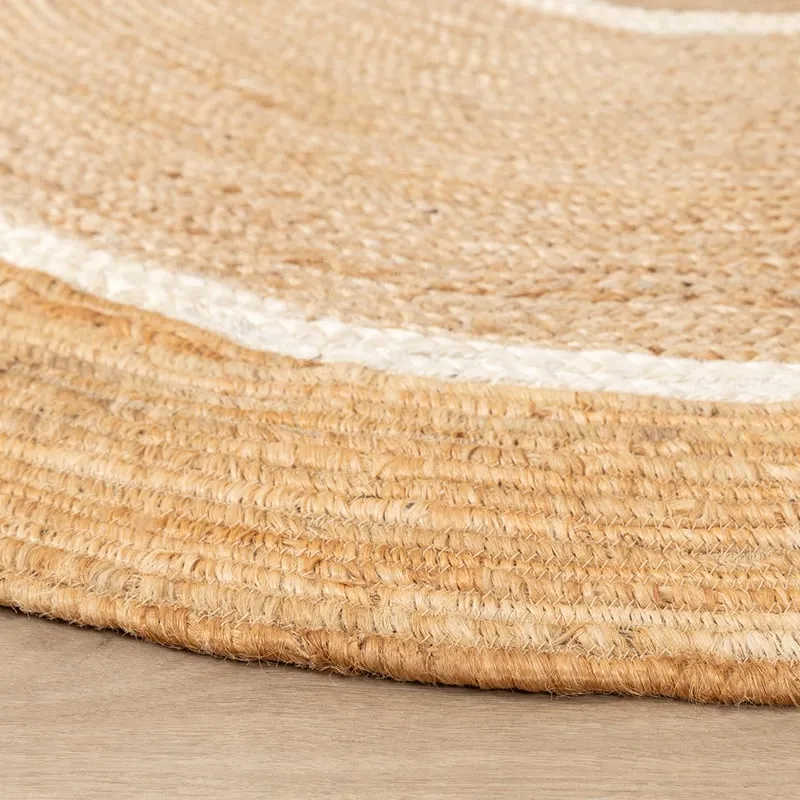 Jute Teppich Rund - Mirai Circle Weiss Natur
