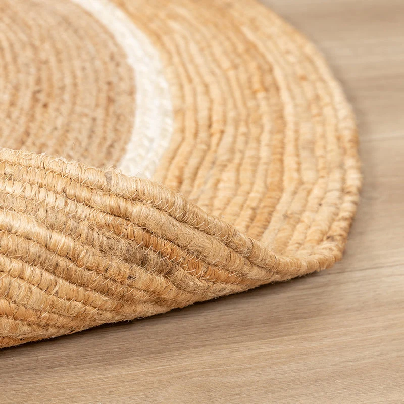 Jute Teppich Rund - Mirai Circle Weiss Natur