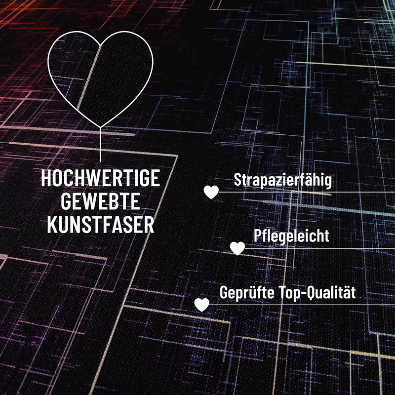 Gewebter Gamerteppich bedruckt Schwarz Multi "Quantum Warp" WECONhome