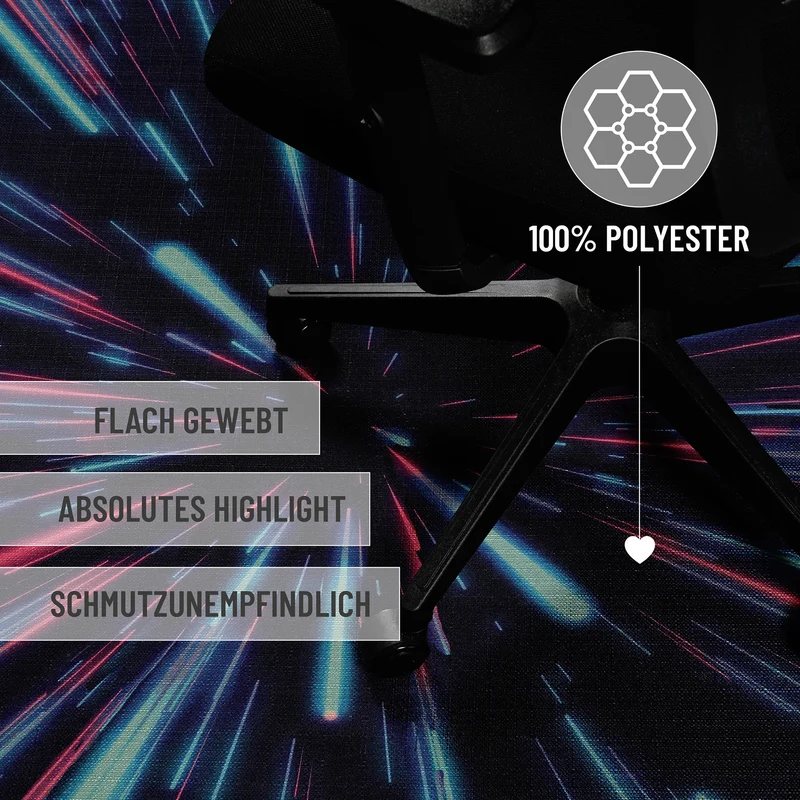Gewebter Gamerteppich bedruckt Schwarz Multi "Neon Horizon" WECONhome
