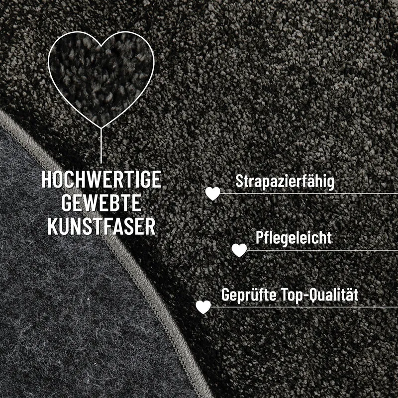 Kurzflorteppich Rund Anthrazit "Manta" Homie Living