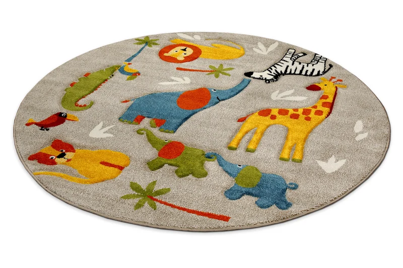 Kinderteppich Rund Sand Beige meliert "Benny & Friends" Smart Kids