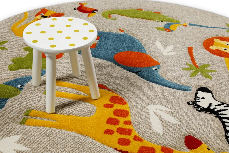 Kinderteppich Rund Sand Beige meliert "Benny & Friends" Smart Kids