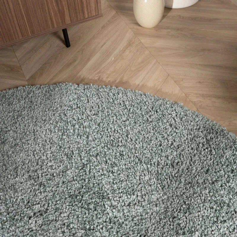 Teppich Hochflor Rund - Wish Blau Grün