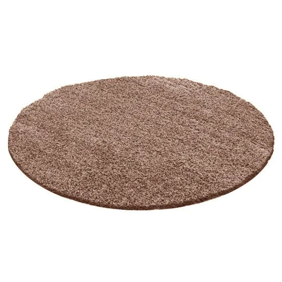 Round High Pile Rug - Solid Taupe