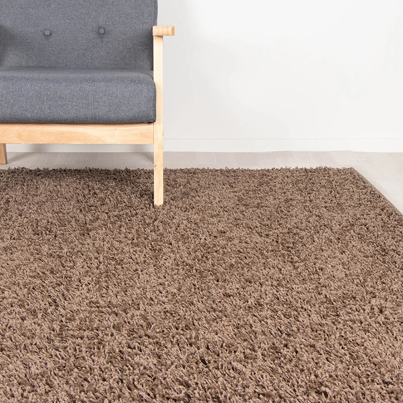 Round High Pile Rug - Solid Taupe