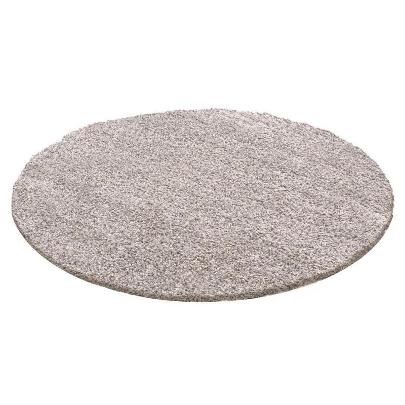 Round High Pile Rug - Solid Light Grey