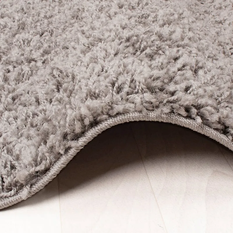 Round High Pile Rug - Solid Light Grey