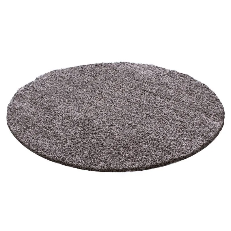 Round High Pile Rug - Solid Dark Grey