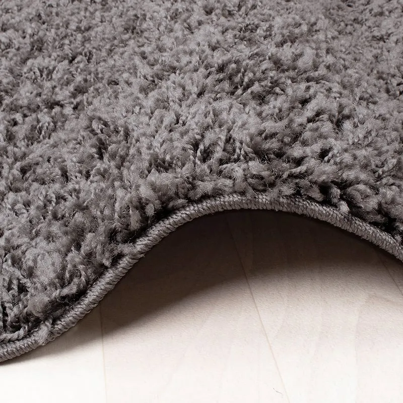 Round High Pile Rug - Solid Dark Grey