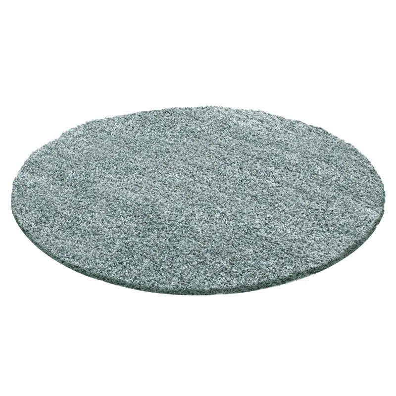 Round High Pile Rug - Solid Blue/Green