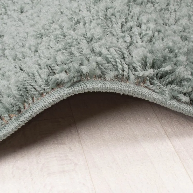 Round High Pile Rug - Solid Blue/Green