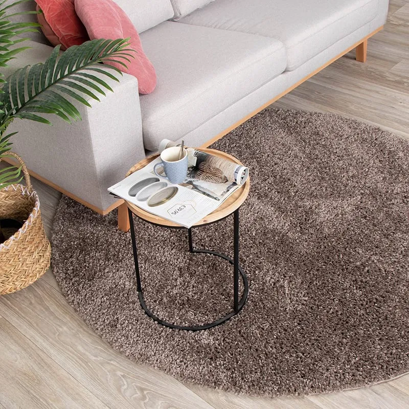 Teppich Hochflor Rund - Lofty Taupe
