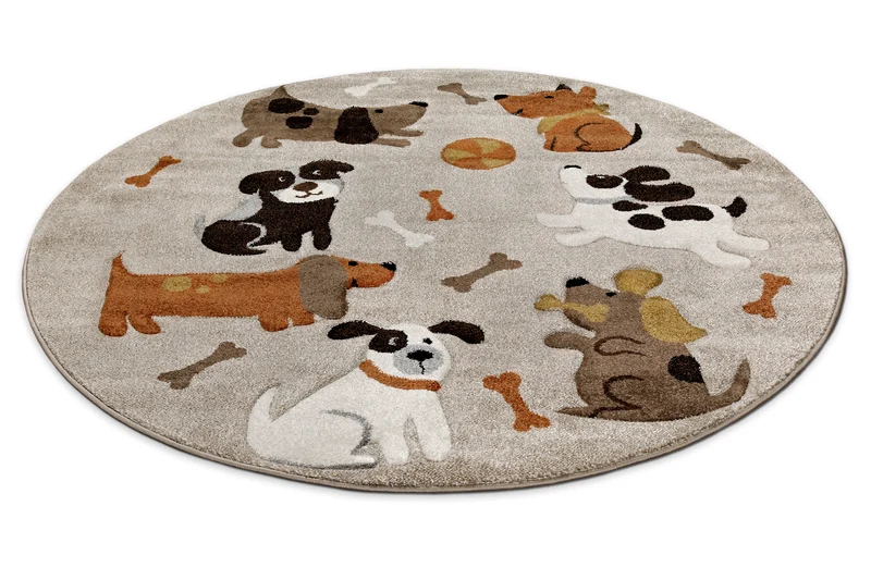 Kinderteppich Rund Sand Beige meliert "Rocky & Friends" Smart Kids