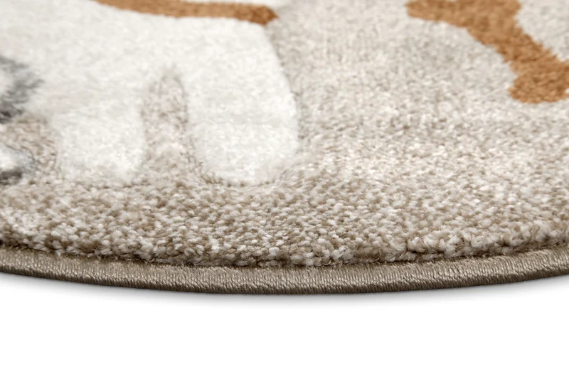 Kinderteppich Rund Sand Beige meliert "Rocky & Friends" Smart Kids