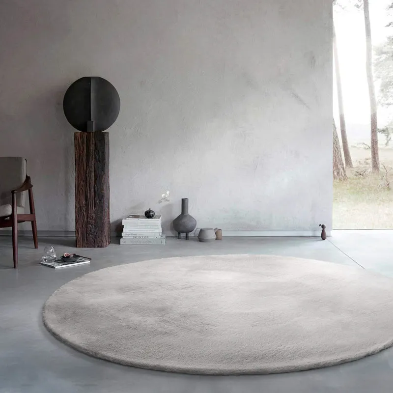 Kunstfell Teppich Rund Beige Grau flauschig und weich "Anna" WECONhome Basics