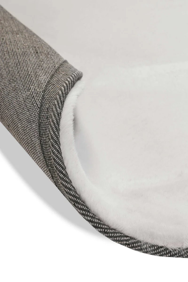 Kunstfell Teppich Rund Beige Grau flauschig und weich "Anna" WECONhome Basics