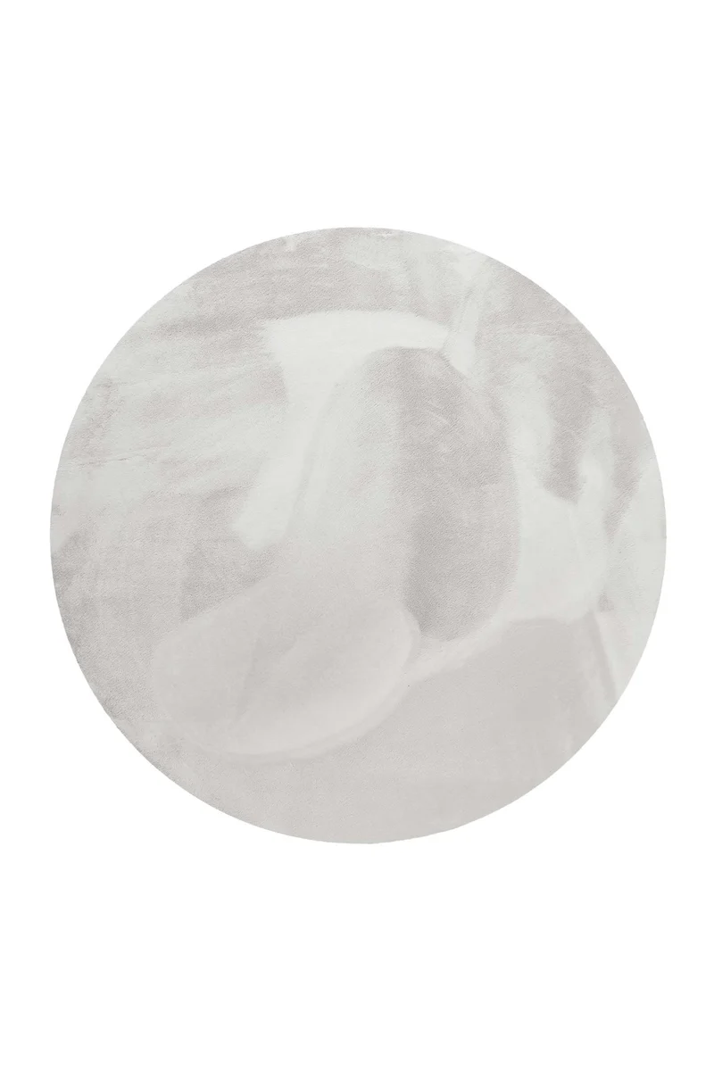 Kunstfell Teppich Rund Beige Grau flauschig und weich "Anna" WECONhome Basics