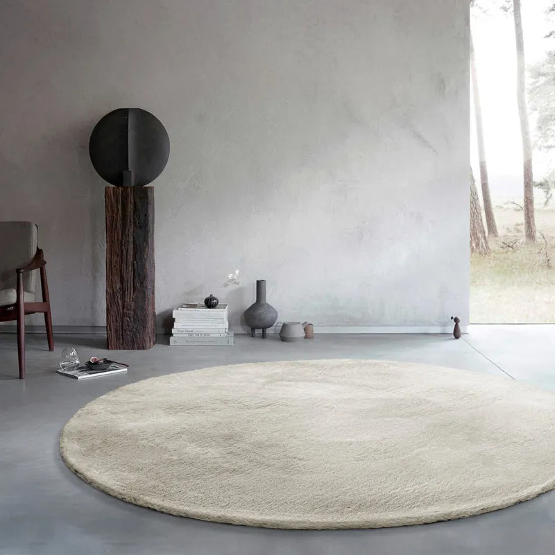 Kunstfell Teppich Rund Creme Beige flauschig und weich "Anna" WECONhome Basics