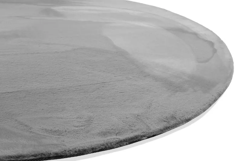 Kunstfell Teppich Rund Grau flauschig und weich "Anna" WECONhome Basics