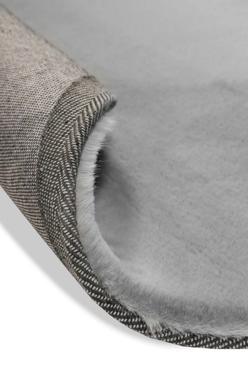 Kunstfell Teppich Rund Grau flauschig und weich "Anna" WECONhome Basics