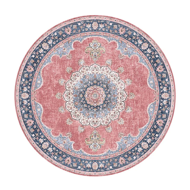 Teppich Vintage Rund - Lily Medaillon Rot Rosa