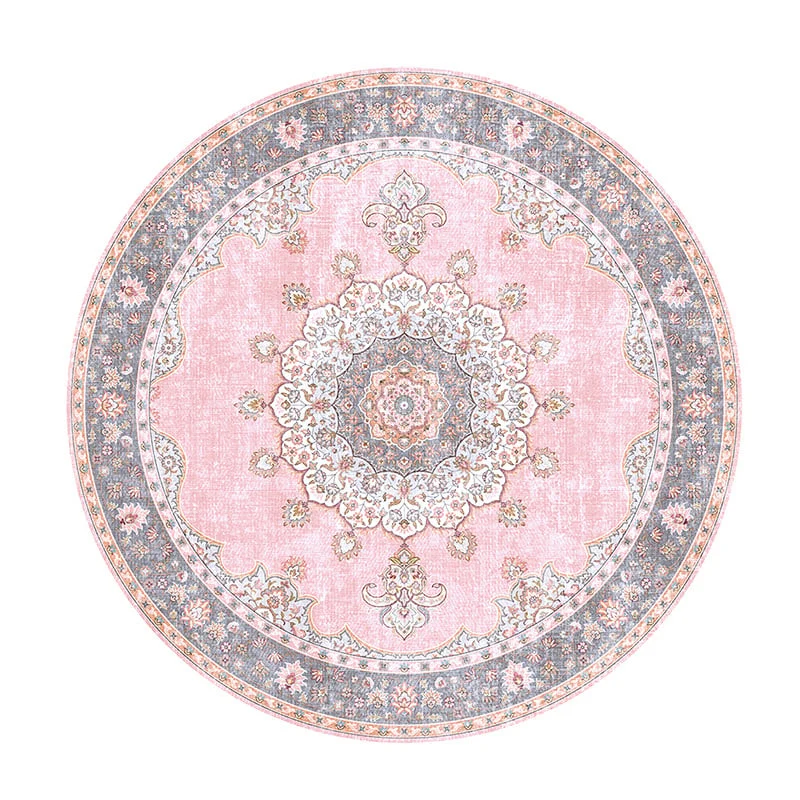 Teppich Vintage Rund - Lily Medaillon Rosa