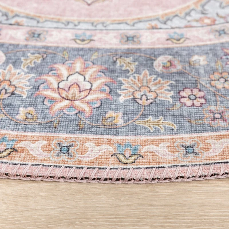 Teppich Vintage Rund - Lily Medaillon Rosa
