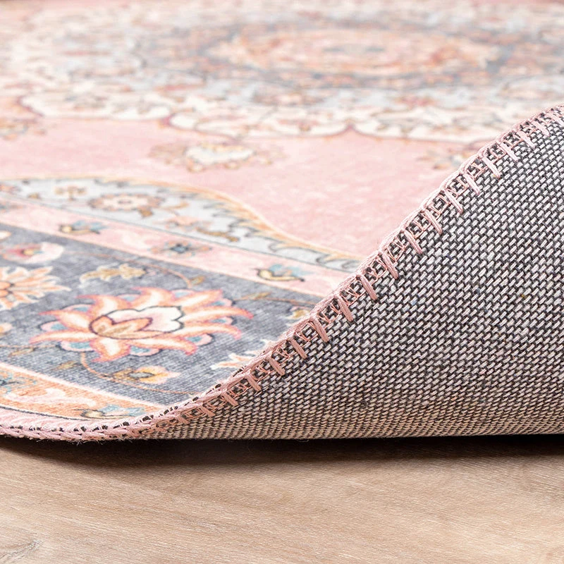 Teppich Vintage Rund - Lily Medaillon Rosa