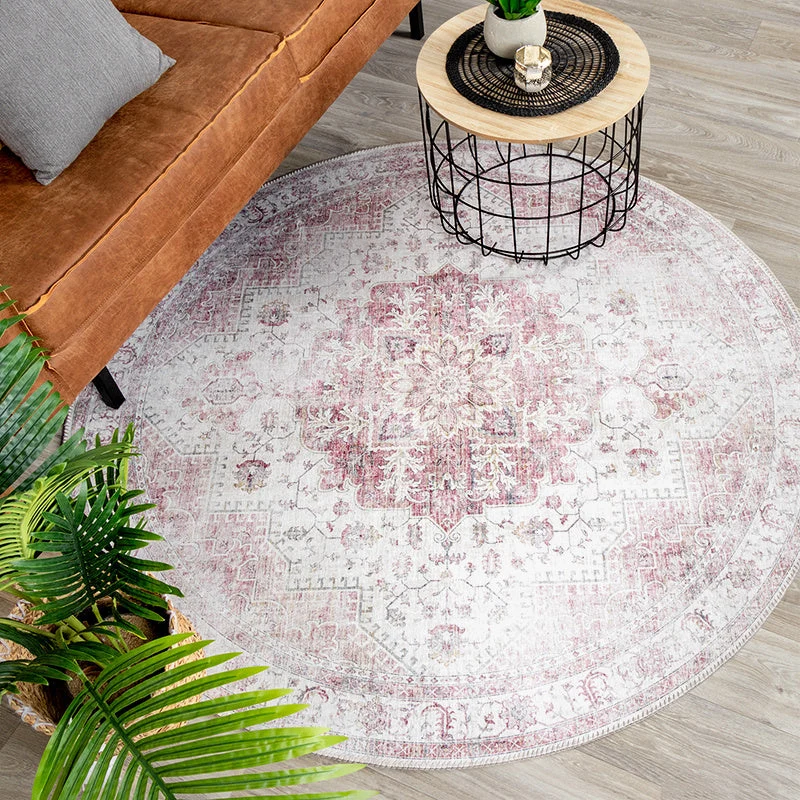 Teppich Vintage Rund - Lago Rot Rosa