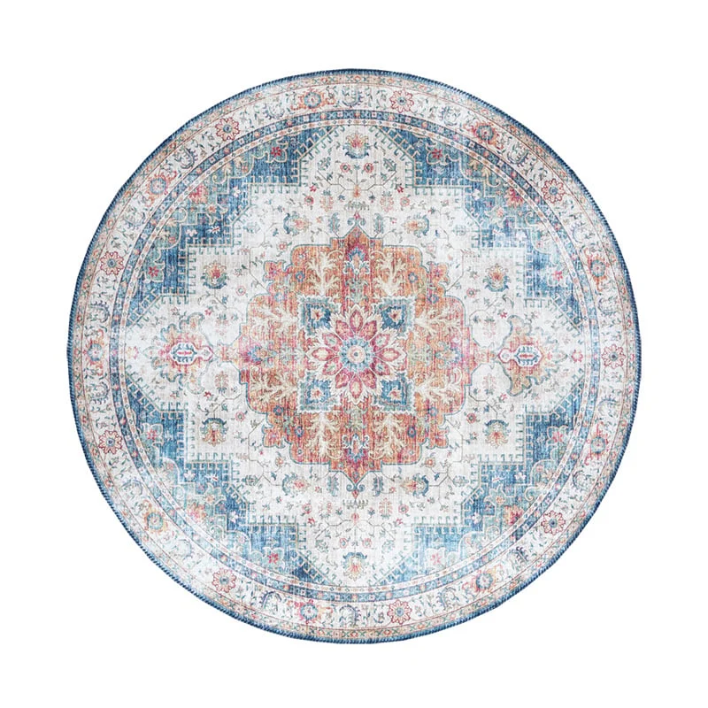 Teppich Vintage Rund - Azara Hellblau