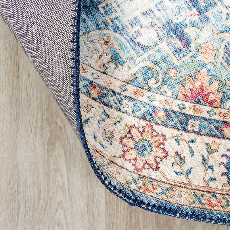 Teppich Vintage Rund - Azara Hellblau