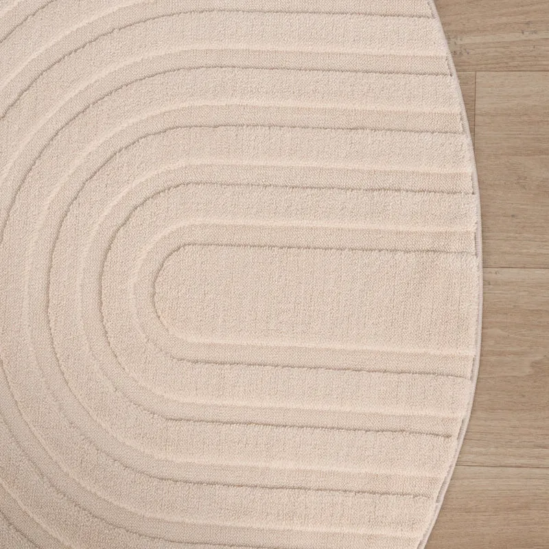 Runder Teppich Wohnzimmer - Charm Curves Beige