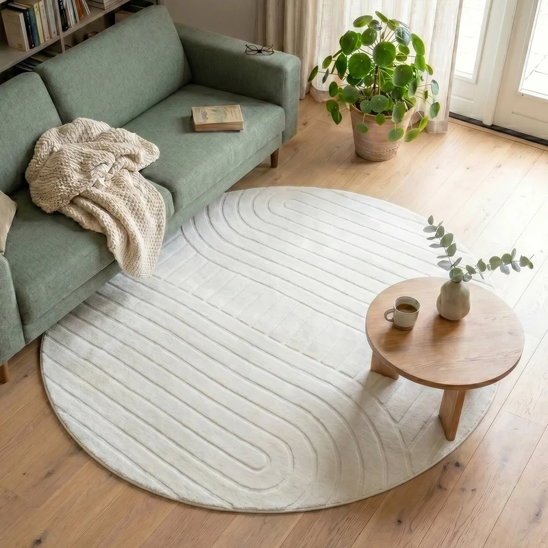 Runder Teppich Wohnzimmer - Charm Arches Weiß